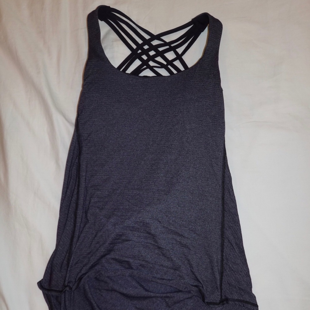 Lululemon Navy Blue Backless Exercise Shirt